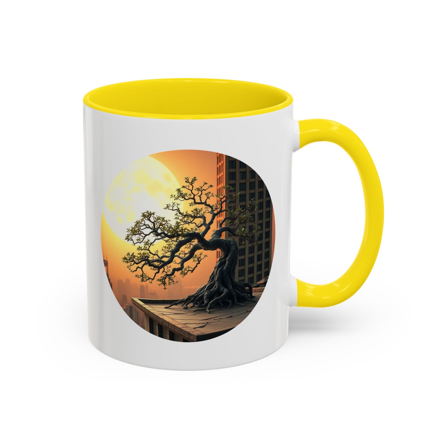 Rooftop Moon Tree of Life Accent Coffee Mug - 11oz Perfect for Nature Lovers & Cozy Moments