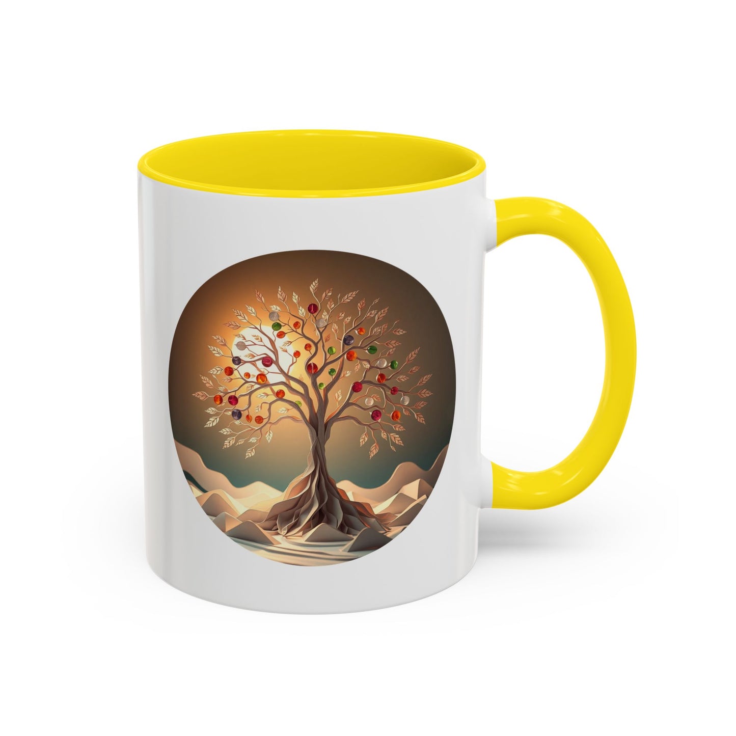 Colorful Marbles Tree of Life Accent Coffee Mug - 11oz Perfect for Nature Lovers & Cozy Moments