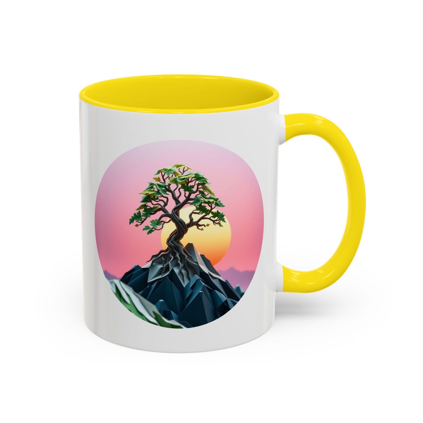 Sunset Mountain Tree of Life Accent Coffee Mug - 11oz Perfect for Nature Lovers & Cozy Moments