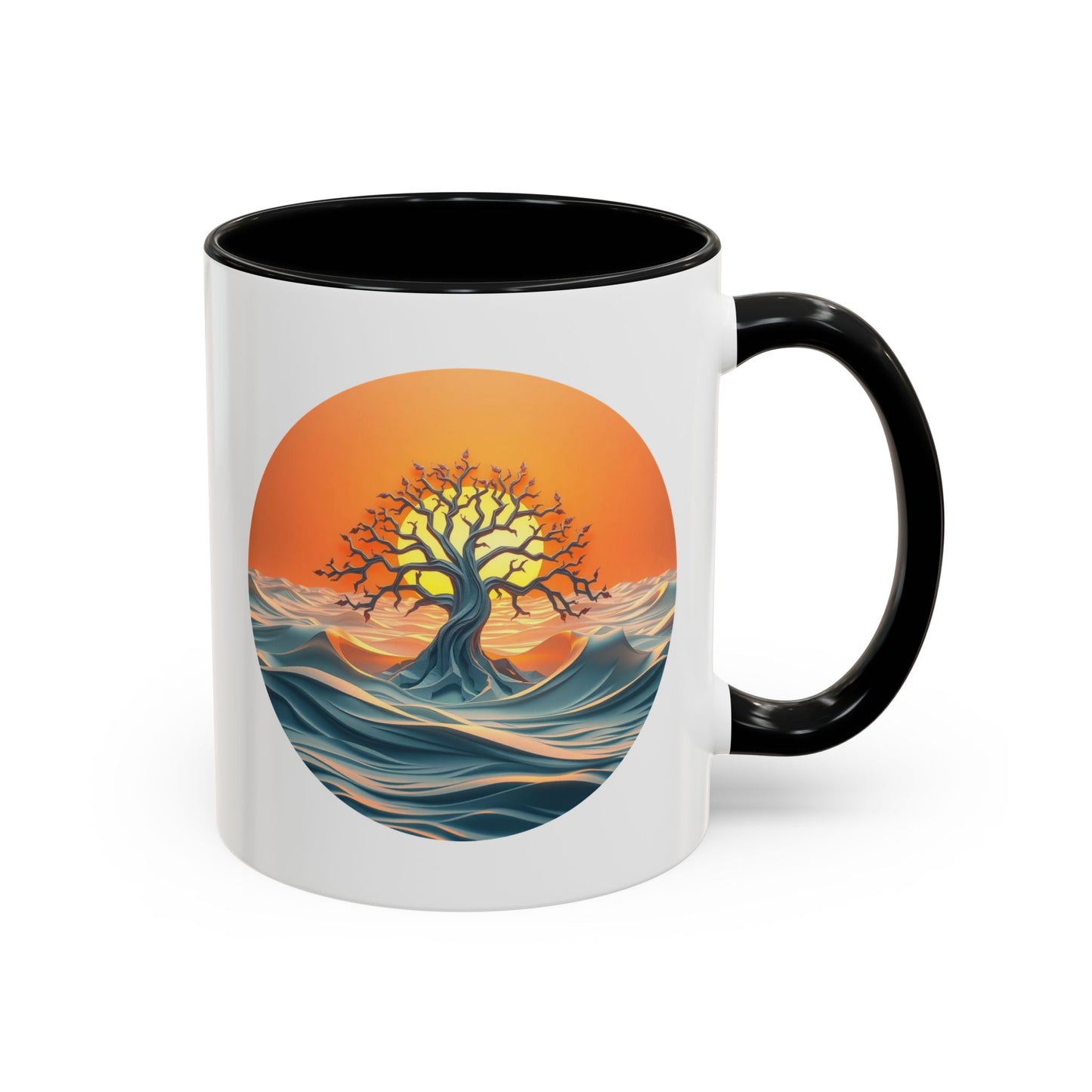 Sunset Wave Tree of Life Accent Coffee Mug - 11oz Perfect for Nature Lovers & Cozy Moments