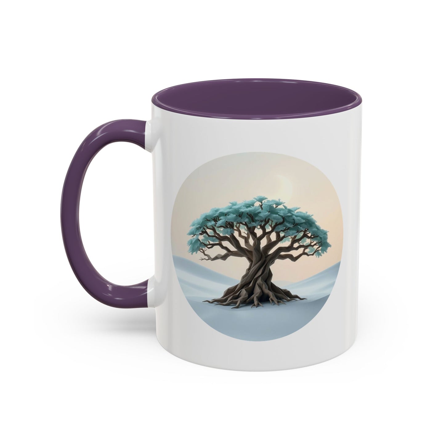 Snowy Drift Tree of Life Accent Coffee Mug - 11oz Perfect for Nature Lovers & Cozy Moments