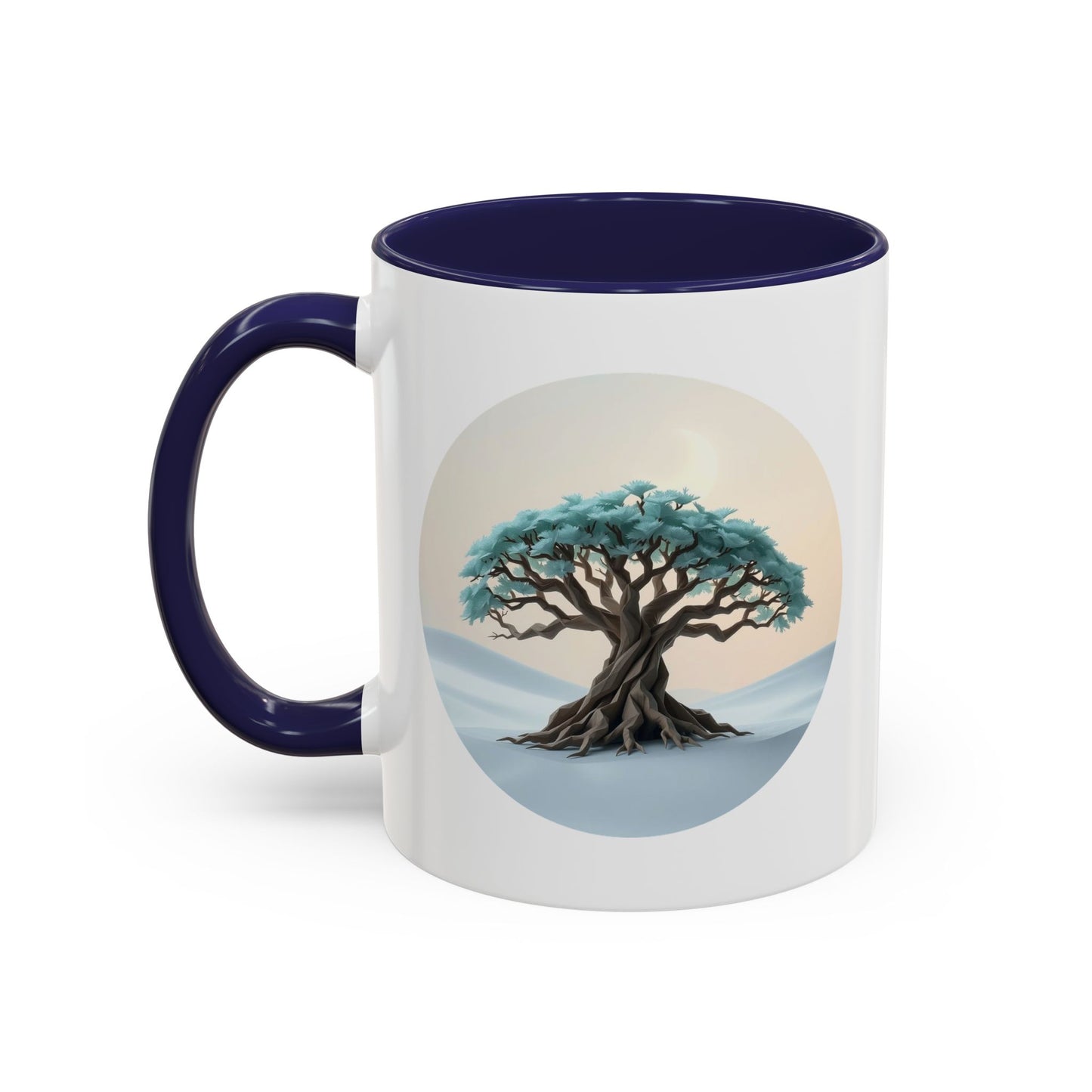 Snowy Drift Tree of Life Accent Coffee Mug - 11oz Perfect for Nature Lovers & Cozy Moments