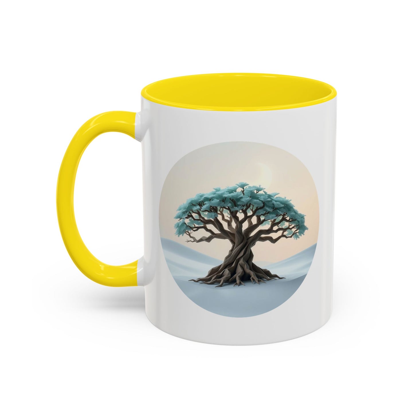 Snowy Drift Tree of Life Accent Coffee Mug - 11oz Perfect for Nature Lovers & Cozy Moments