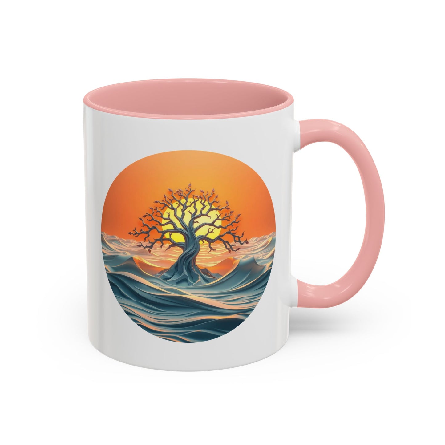 Sunset Wave Tree of Life Accent Coffee Mug - 11oz Perfect for Nature Lovers & Cozy Moments