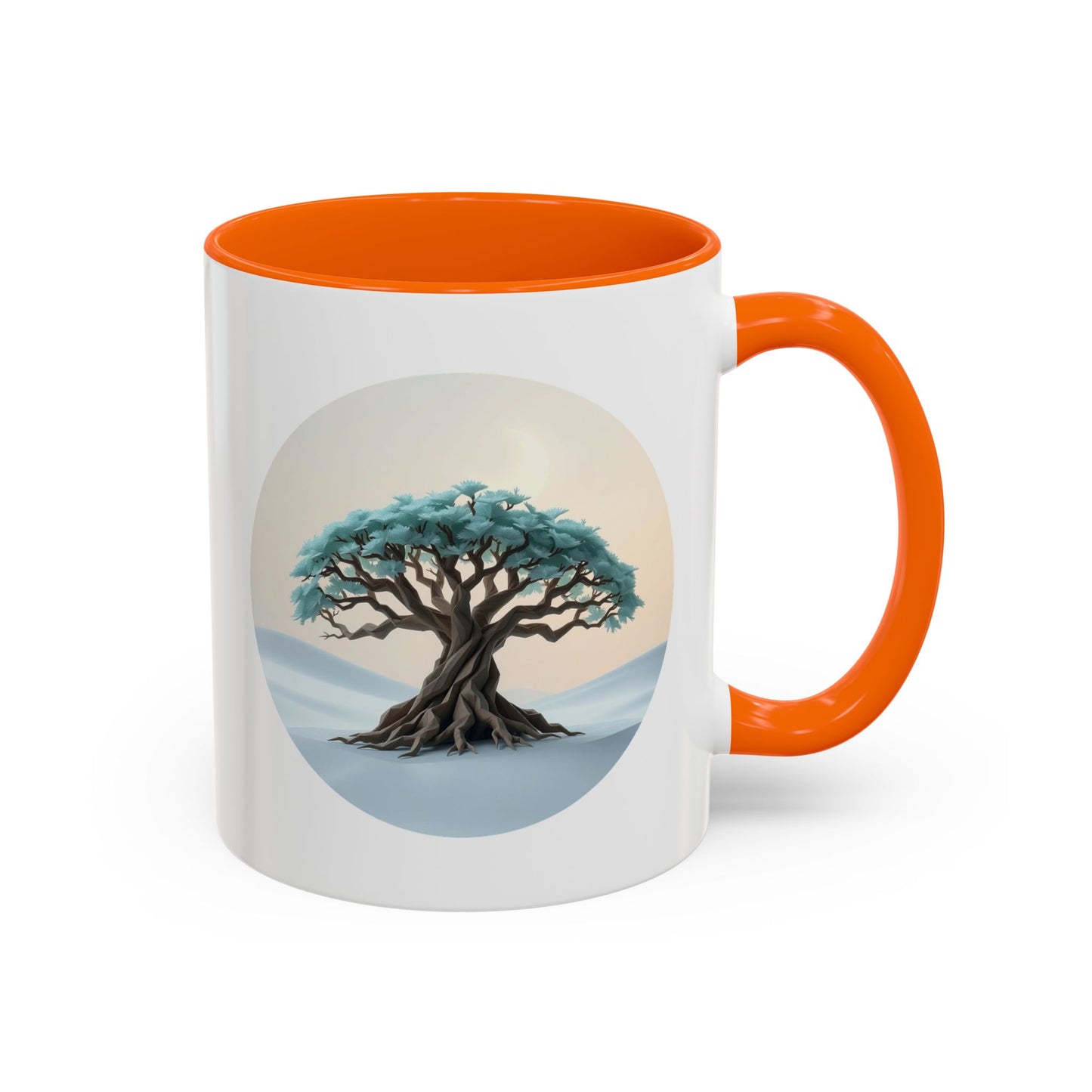Snowy Drift Tree of Life Accent Coffee Mug - 11oz Perfect for Nature Lovers & Cozy Moments