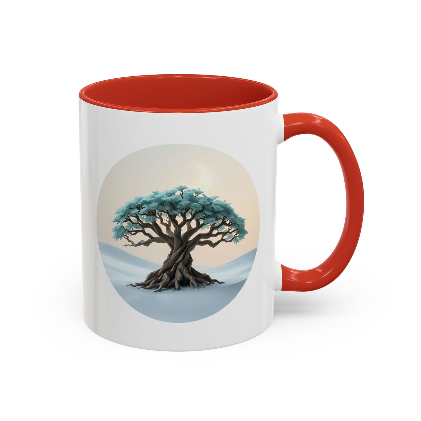 Snowy Drift Tree of Life Accent Coffee Mug - 11oz Perfect for Nature Lovers & Cozy Moments
