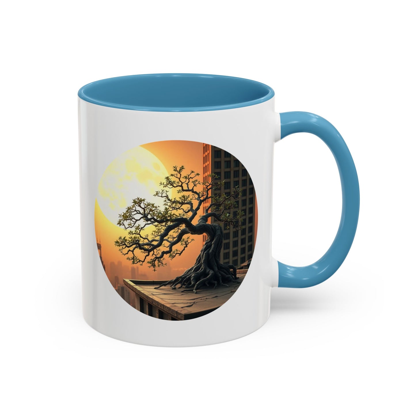 Rooftop Moon Tree of Life Accent Coffee Mug - 11oz Perfect for Nature Lovers & Cozy Moments