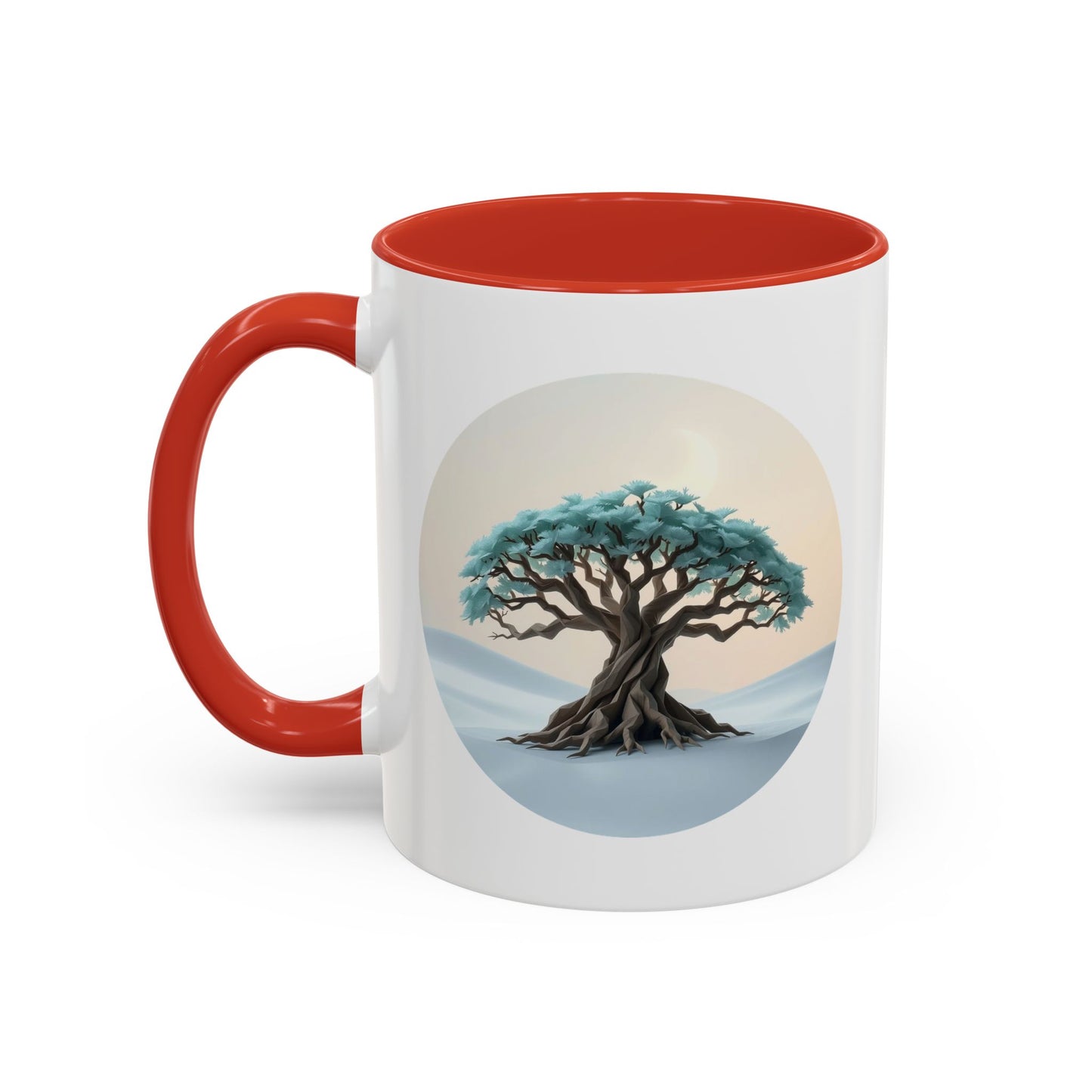 Snowy Drift Tree of Life Accent Coffee Mug - 11oz Perfect for Nature Lovers & Cozy Moments