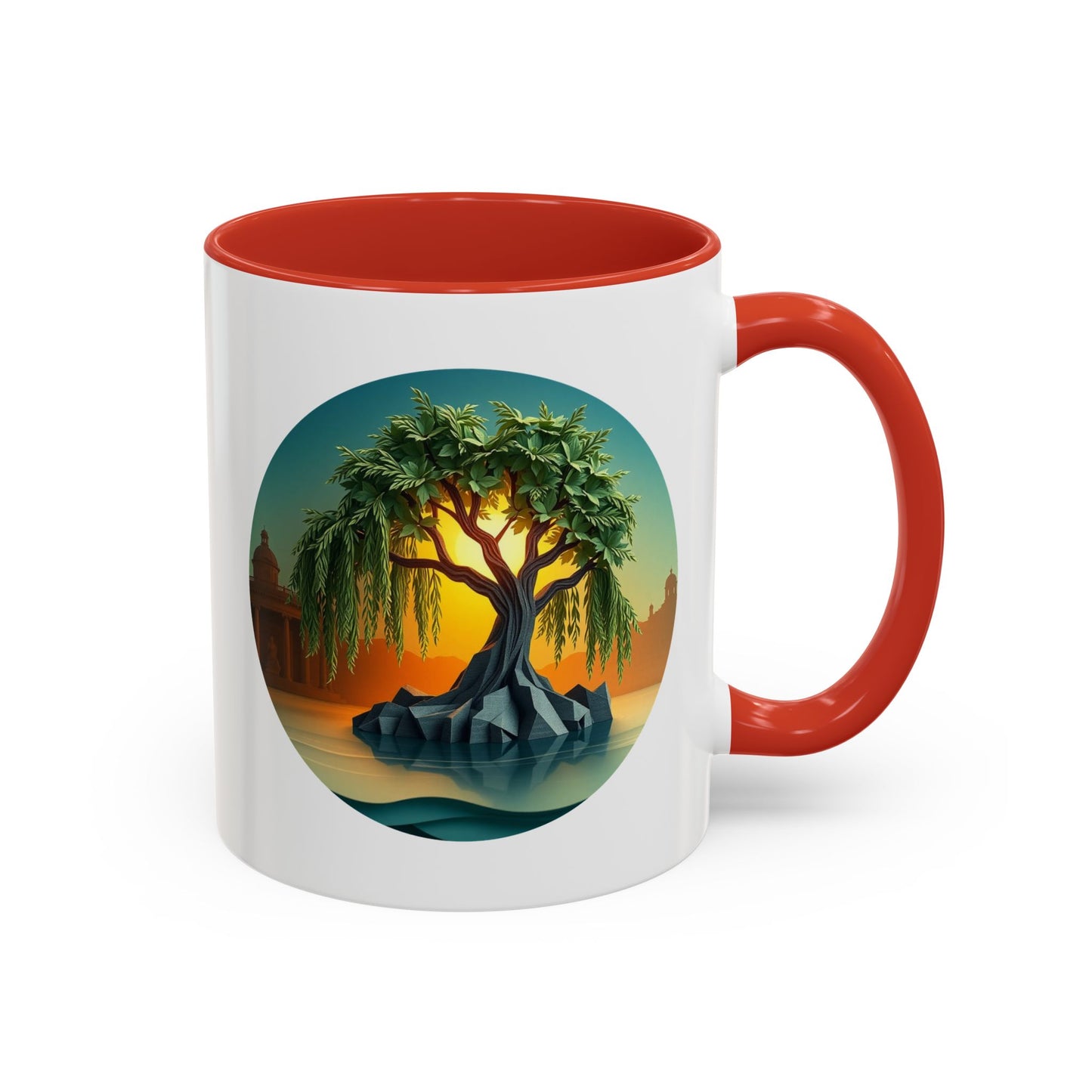 Tropical Sunset Tree of Life Accent Coffee Mug - 11oz Perfect for Nature Lovers & Cozy Moments