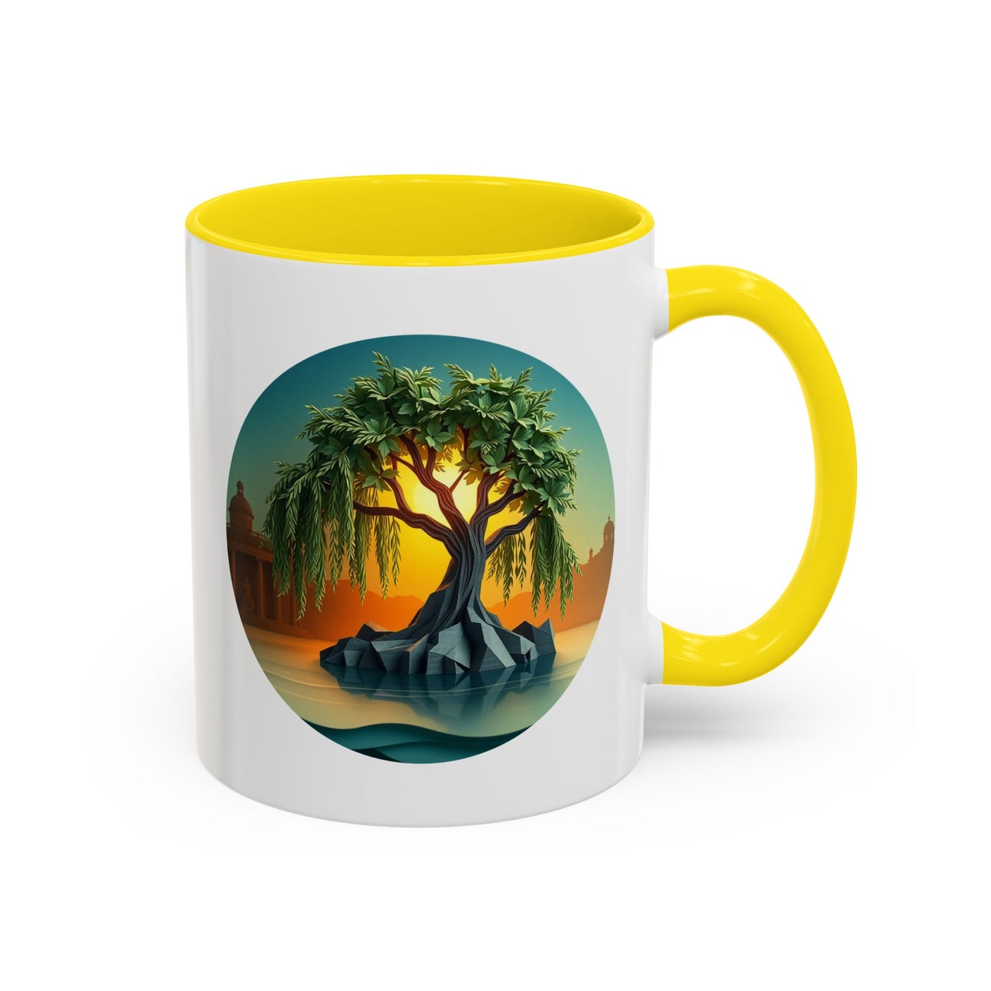 Tropical Sunset Tree of Life Accent Coffee Mug - 11oz Perfect for Nature Lovers & Cozy Moments