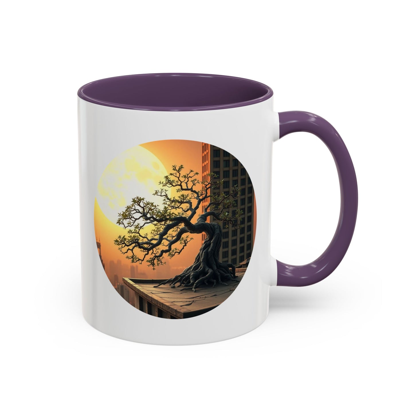 Rooftop Moon Tree of Life Accent Coffee Mug - 11oz Perfect for Nature Lovers & Cozy Moments