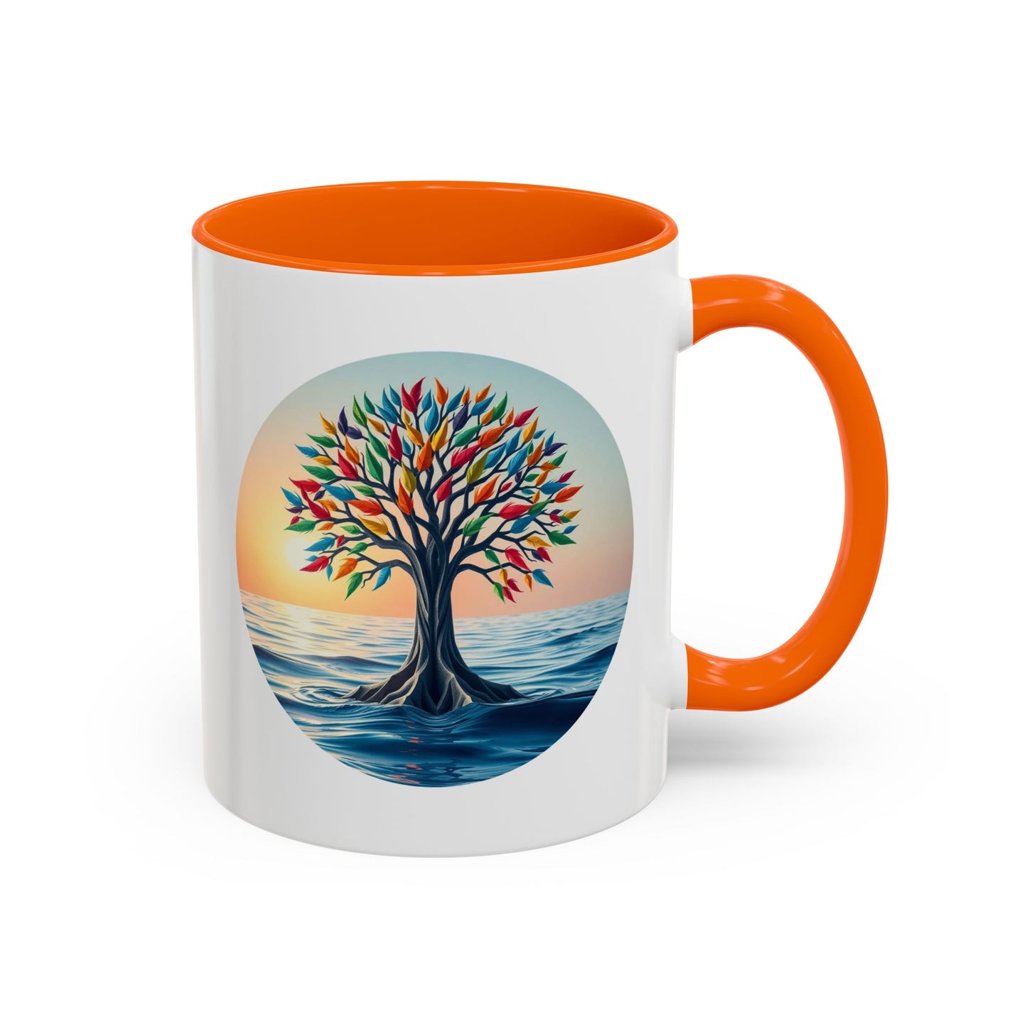 Chakra Stones Tree of Life Accent Coffee Mug - 11oz Perfect for Nature Lovers & Cozy Moments