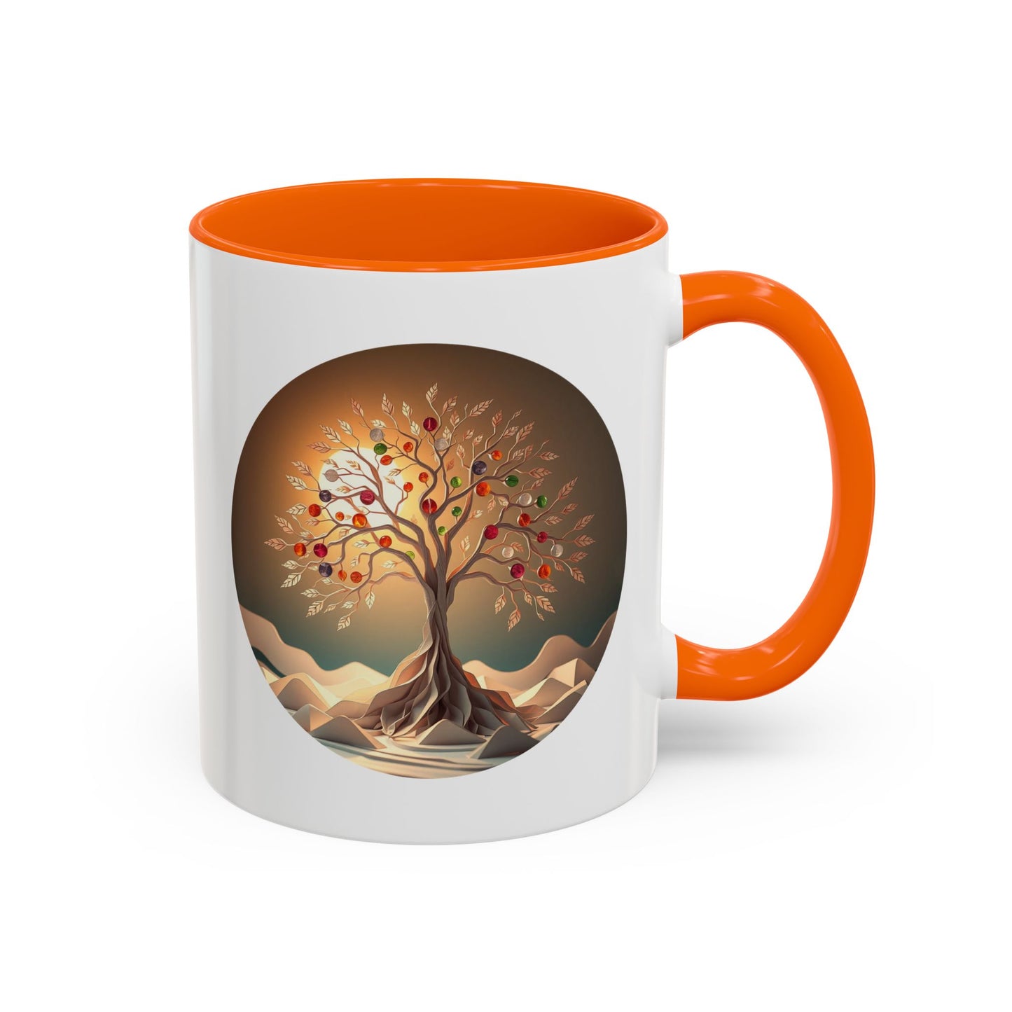 Colorful Marbles Tree of Life Accent Coffee Mug - 11oz Perfect for Nature Lovers & Cozy Moments