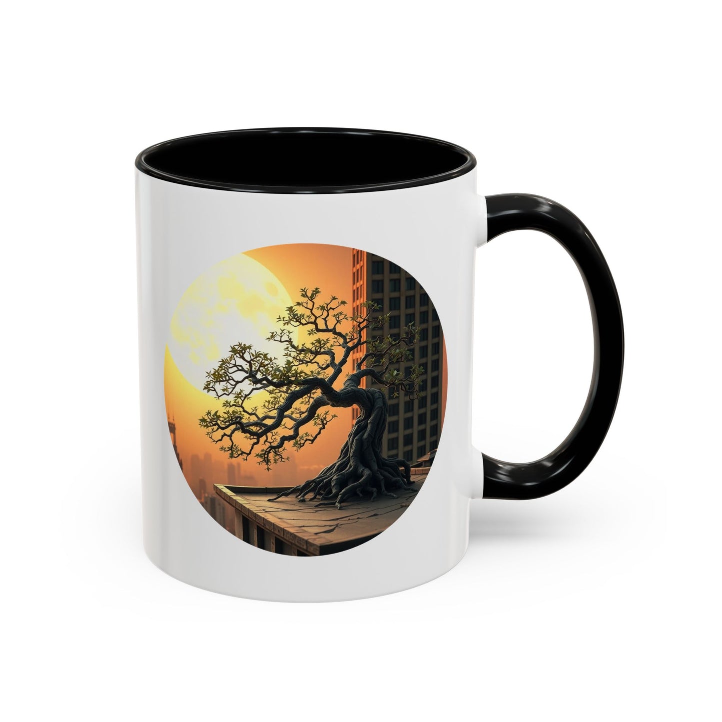 Rooftop Moon Tree of Life Accent Coffee Mug - 11oz Perfect for Nature Lovers & Cozy Moments