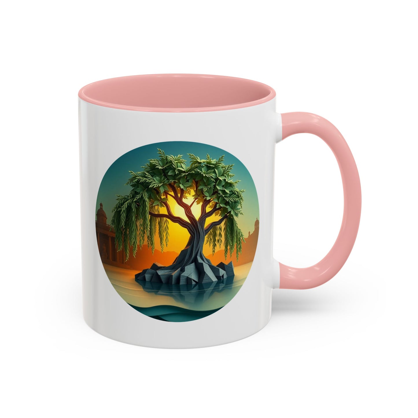 Tropical Sunset Tree of Life Accent Coffee Mug - 11oz Perfect for Nature Lovers & Cozy Moments