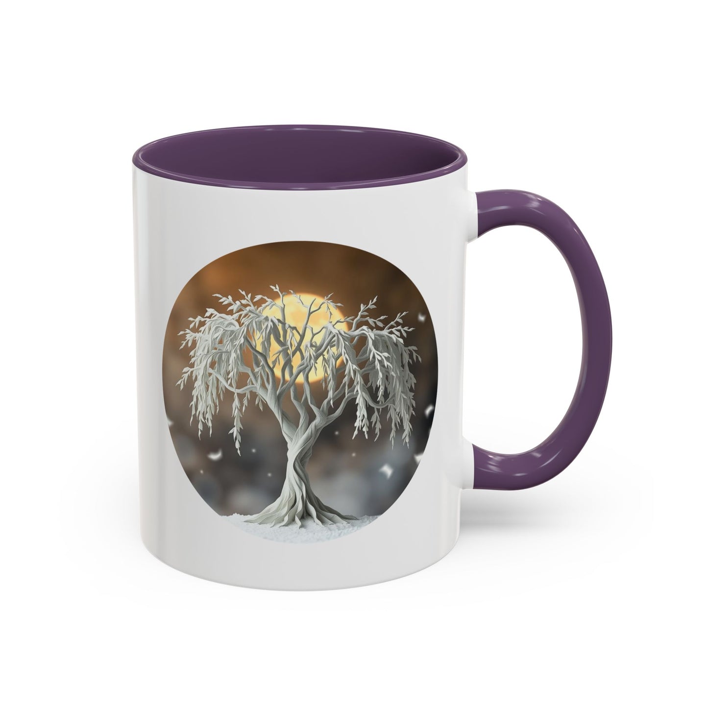 Hoar Frost Tree of Life Accent Coffee Mug - 11oz Perfect for Nature Lovers & Cozy Moments