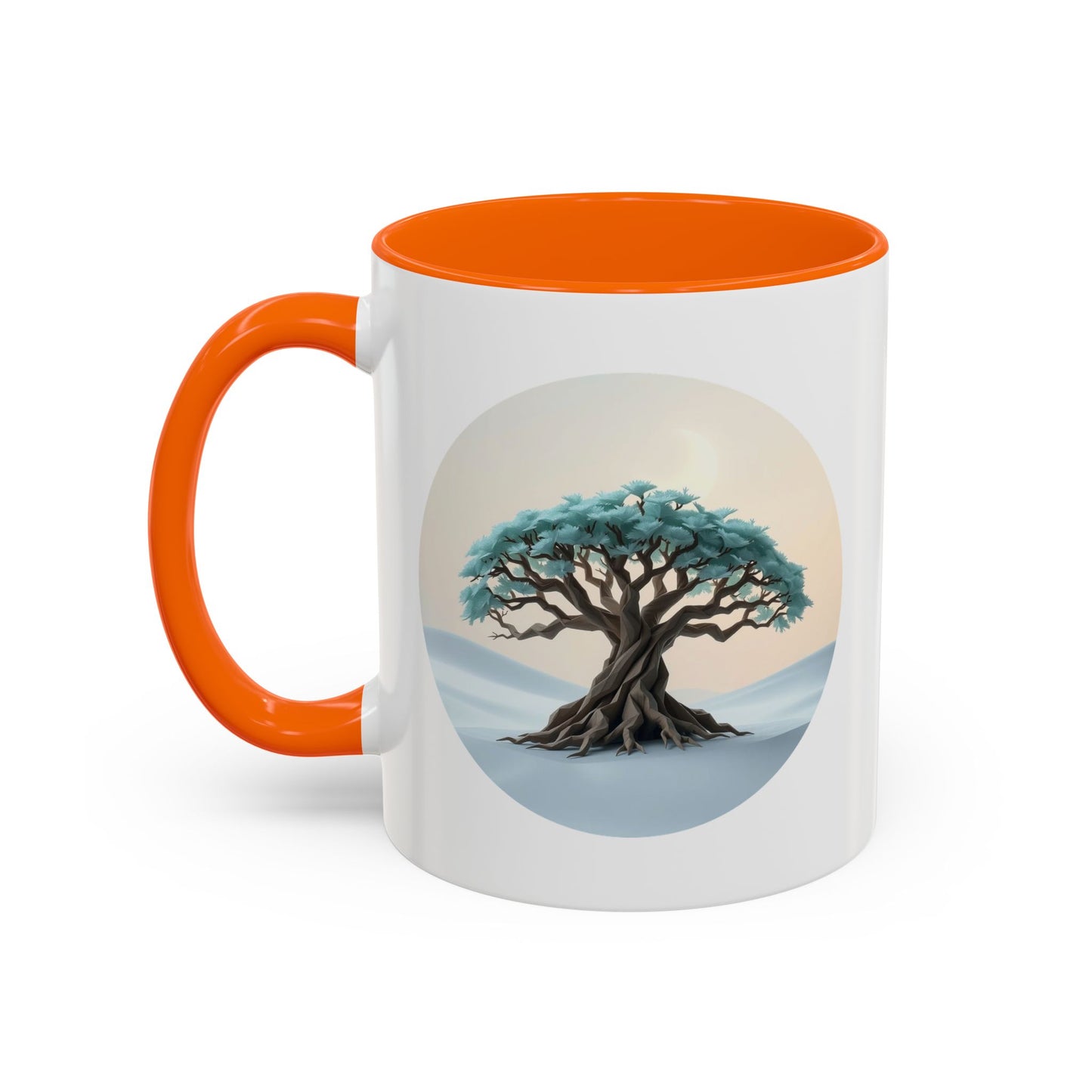 Snowy Drift Tree of Life Accent Coffee Mug - 11oz Perfect for Nature Lovers & Cozy Moments