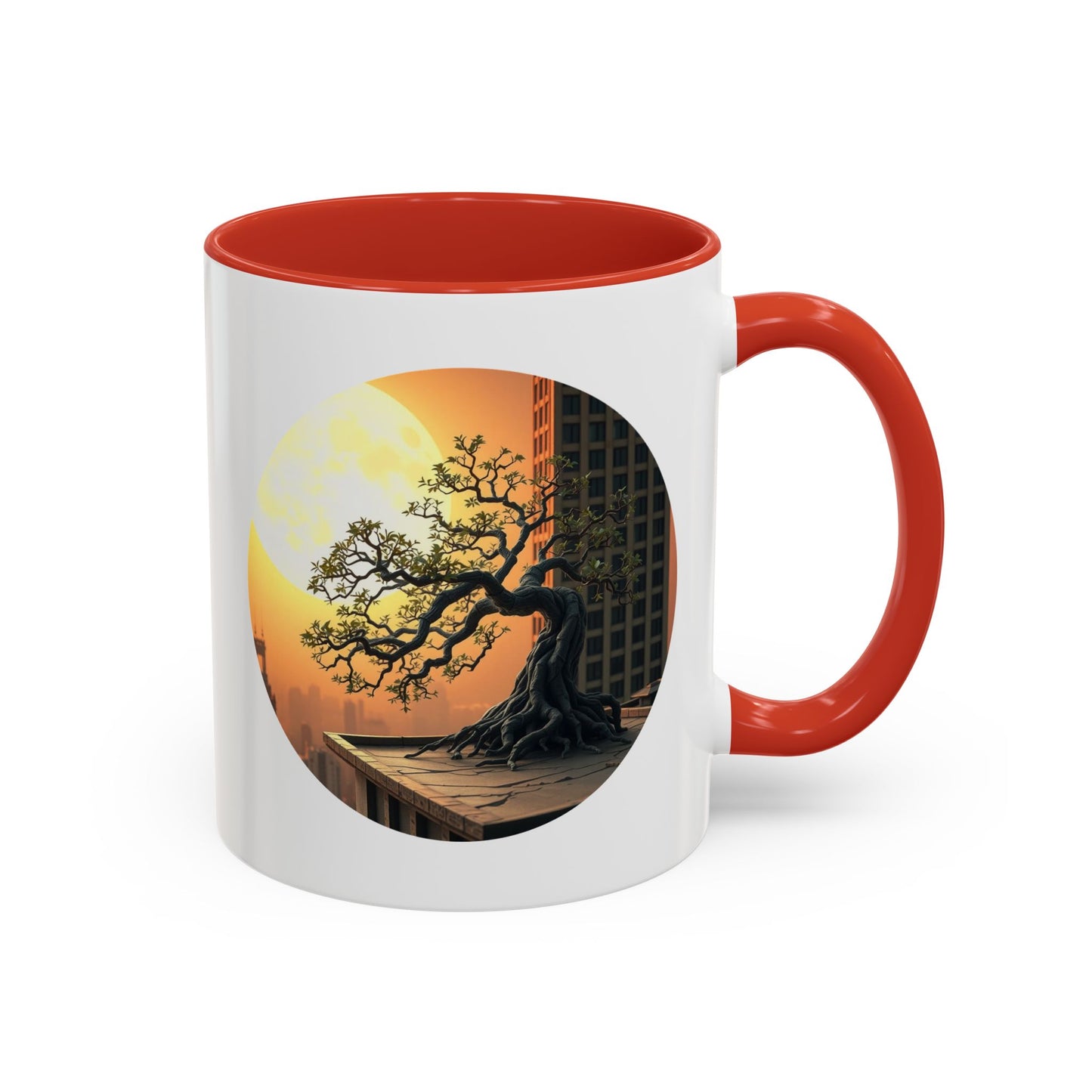 Rooftop Moon Tree of Life Accent Coffee Mug - 11oz Perfect for Nature Lovers & Cozy Moments