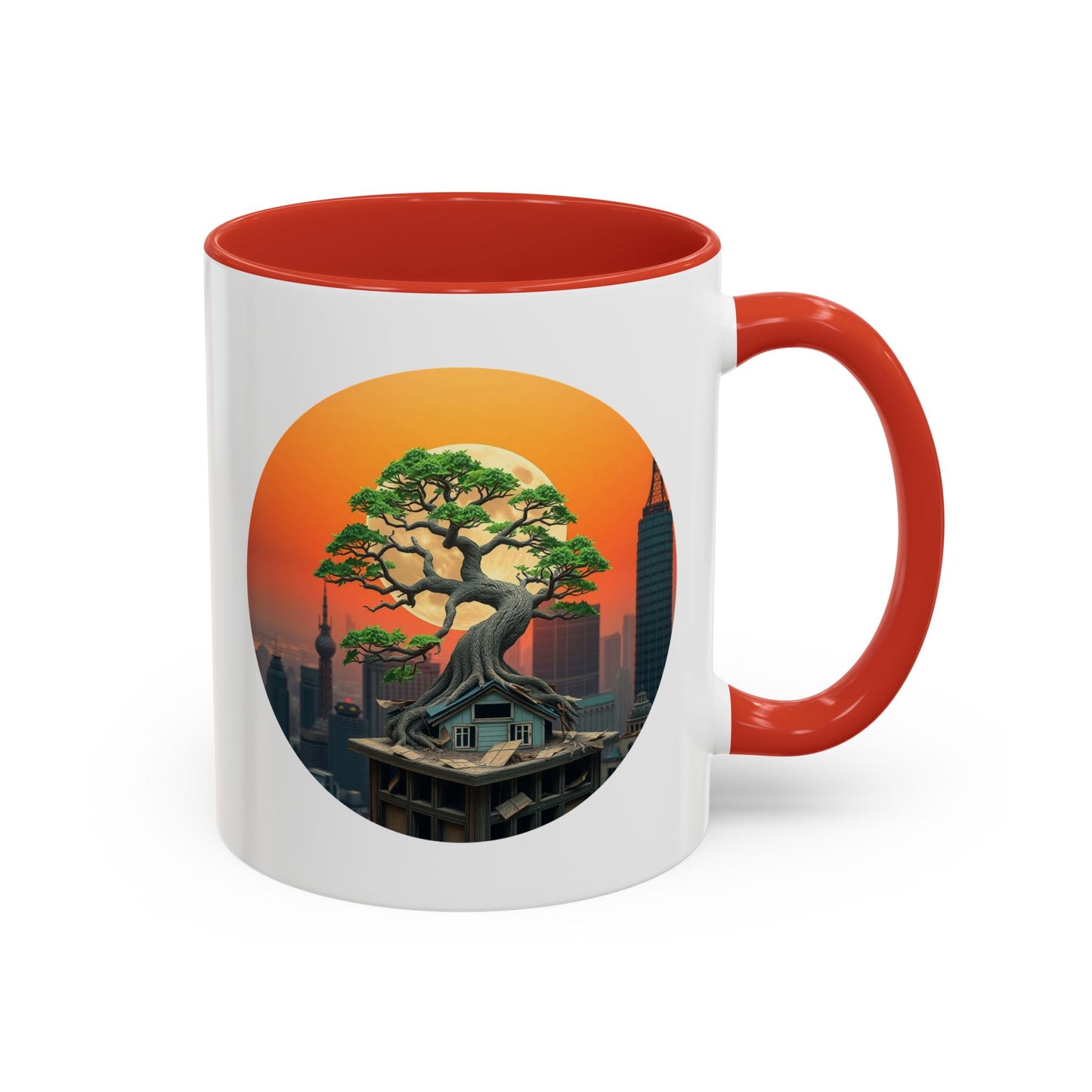 Bonsai Sunrise Tree of Life Accent Coffee Mug - 11oz Perfect for Nature Lovers & Cozy Moments