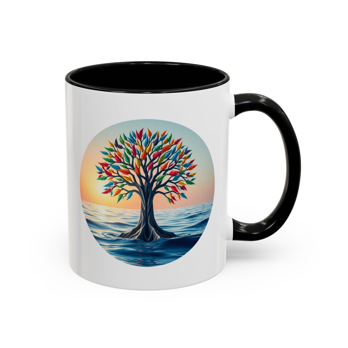 Chakra Stones Tree of Life Accent Coffee Mug - 11oz Perfect for Nature Lovers & Cozy Moments