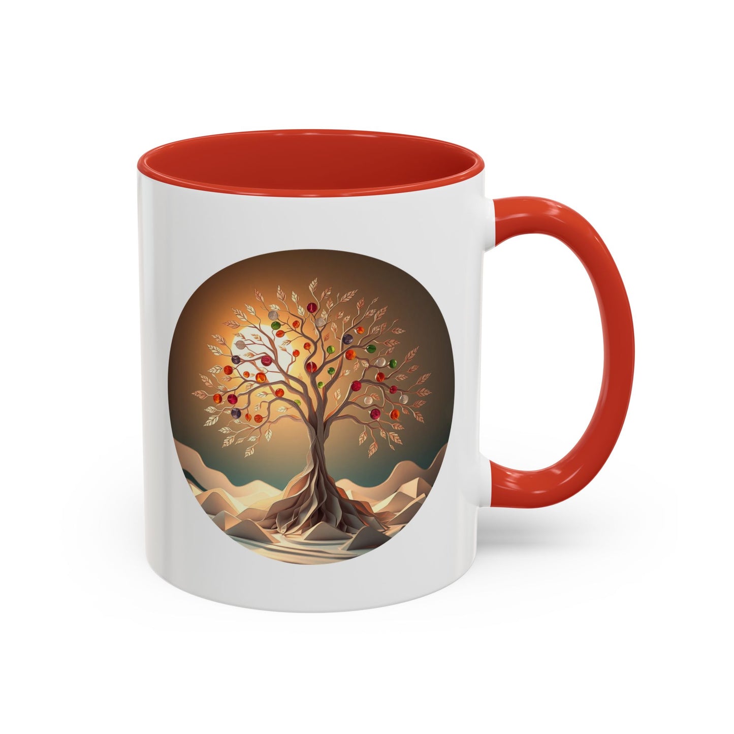 Colorful Marbles Tree of Life Accent Coffee Mug - 11oz Perfect for Nature Lovers & Cozy Moments