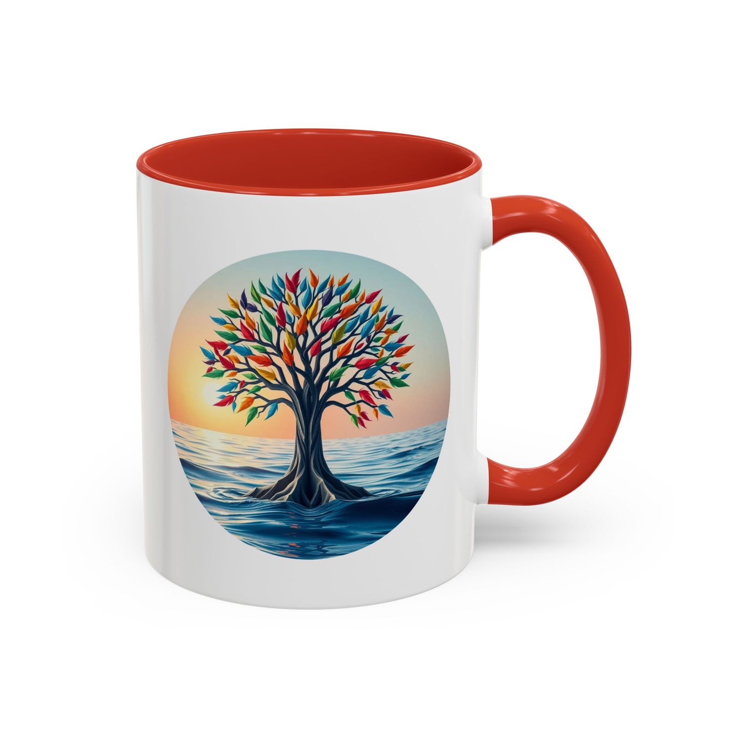 Chakra Stones Tree of Life Accent Coffee Mug - 11oz Perfect for Nature Lovers & Cozy Moments