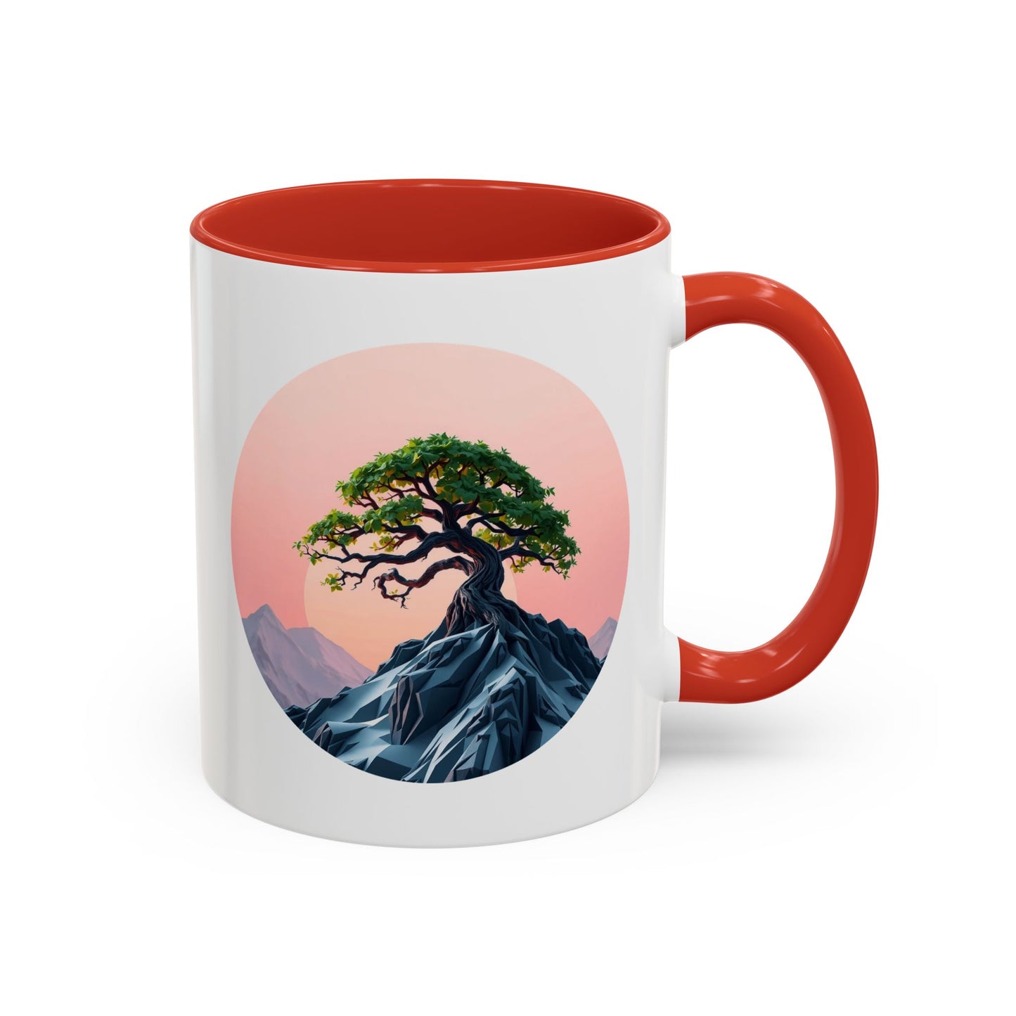 Mountain Top Tree of Life Accent Coffee Mug - 11oz Perfect for Nature Lovers & Cozy Moments