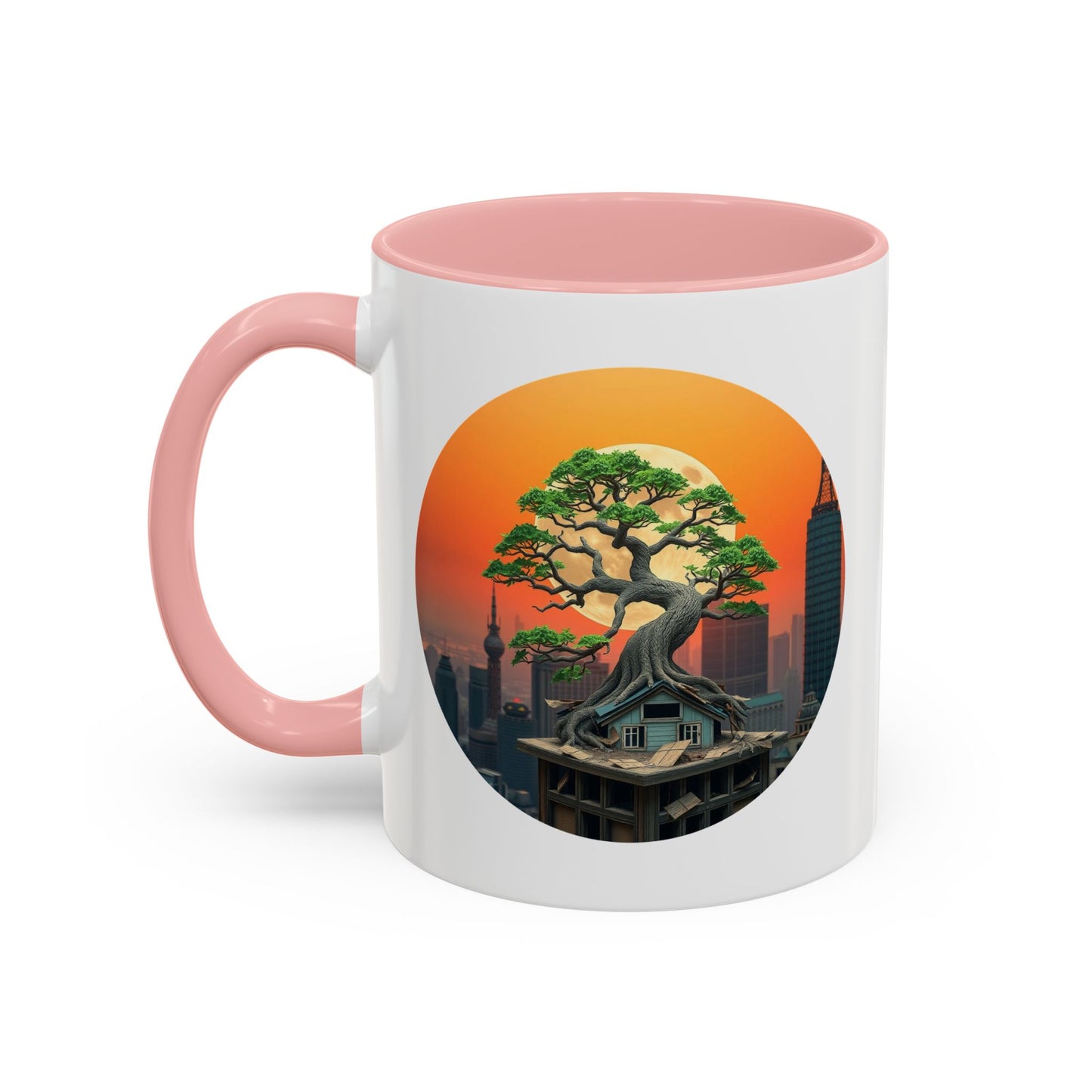 Bonsai Sunrise Tree of Life Accent Coffee Mug - 11oz Perfect for Nature Lovers & Cozy Moments