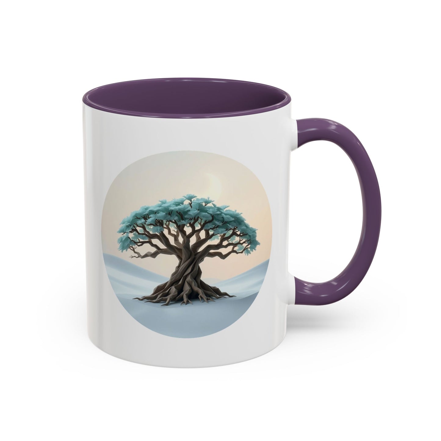 Snowy Drift Tree of Life Accent Coffee Mug - 11oz Perfect for Nature Lovers & Cozy Moments