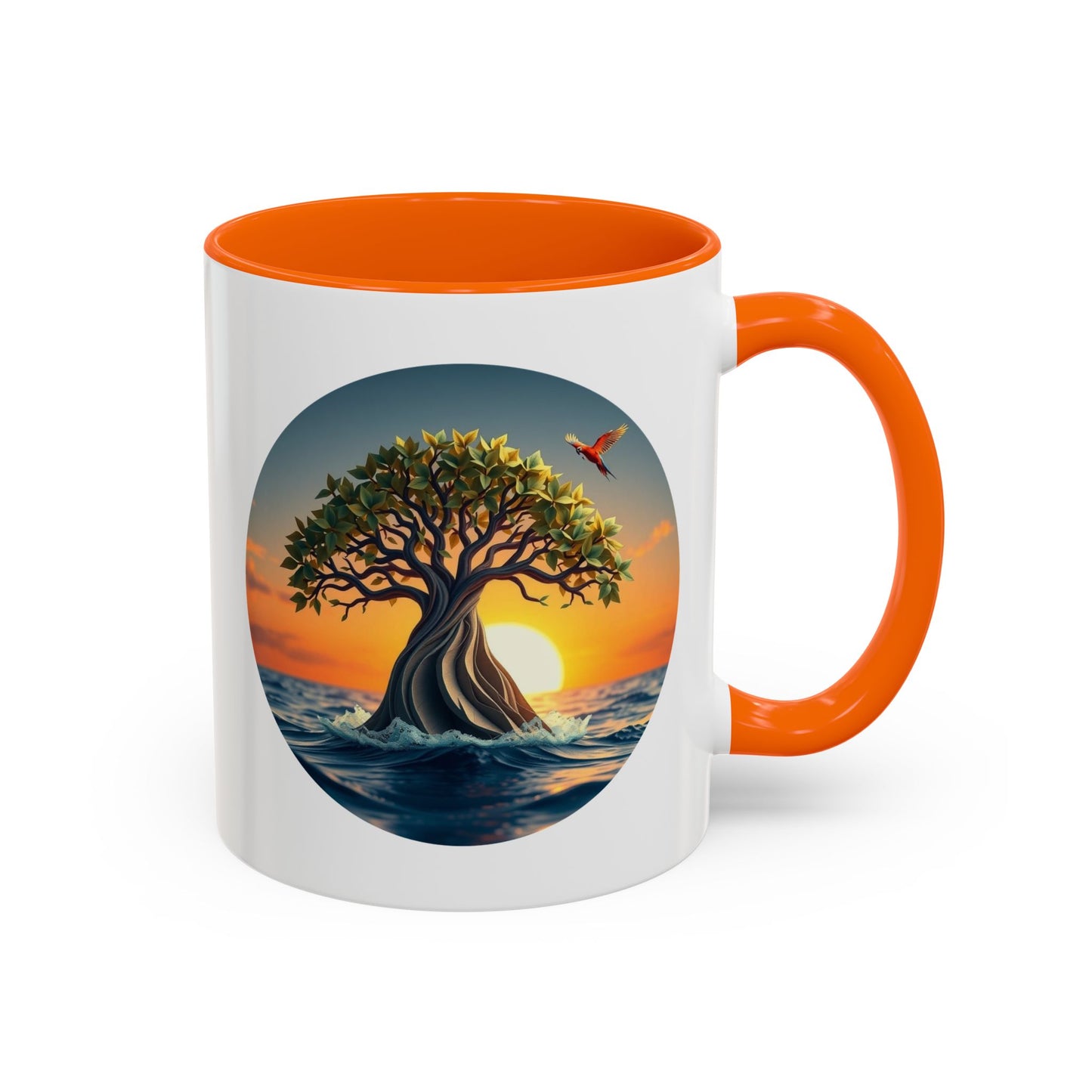 Wavy Water Tree of Life Accent Coffee Mug - 11oz Perfect for Nature Lovers & Cozy Moments