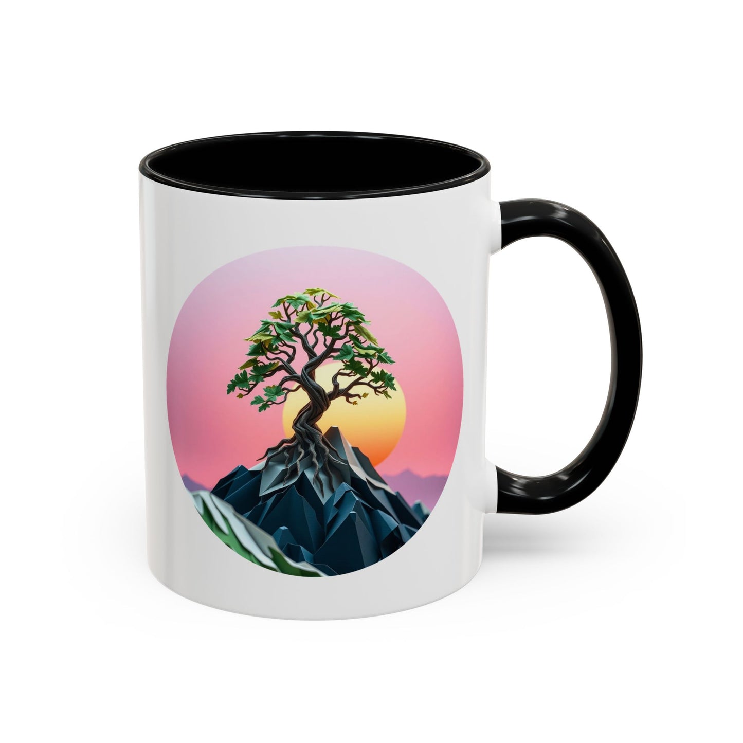 Sunset Mountain Tree of Life Accent Coffee Mug - 11oz Perfect for Nature Lovers & Cozy Moments
