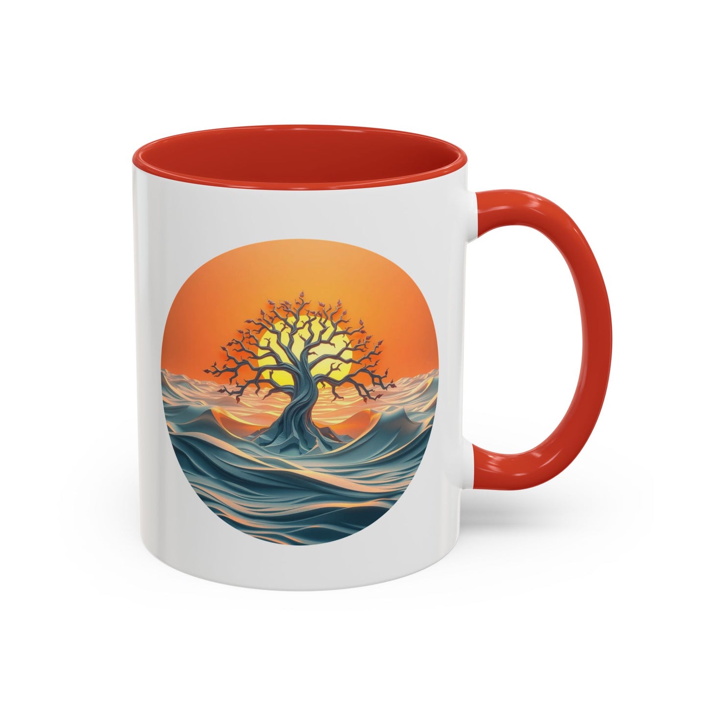 Sunset Wave Tree of Life Accent Coffee Mug - 11oz Perfect for Nature Lovers & Cozy Moments