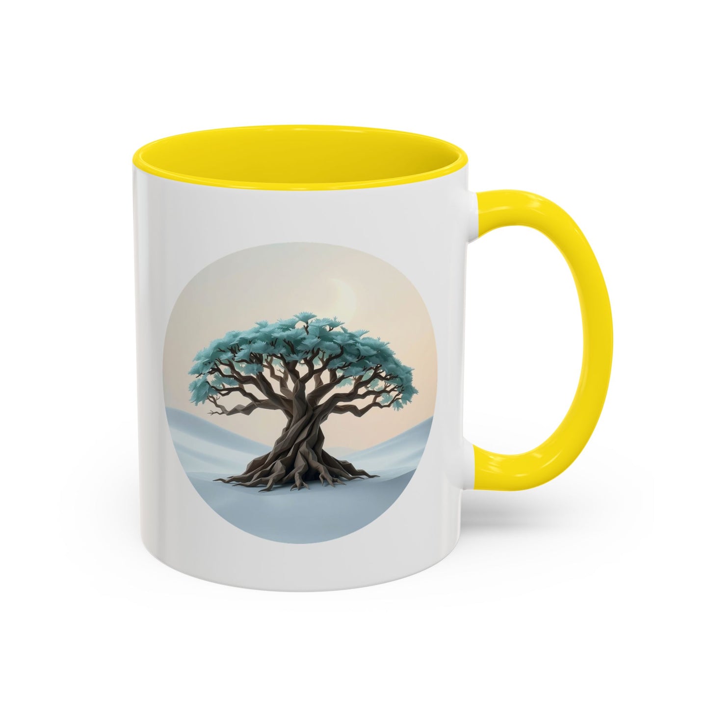 Snowy Drift Tree of Life Accent Coffee Mug - 11oz Perfect for Nature Lovers & Cozy Moments