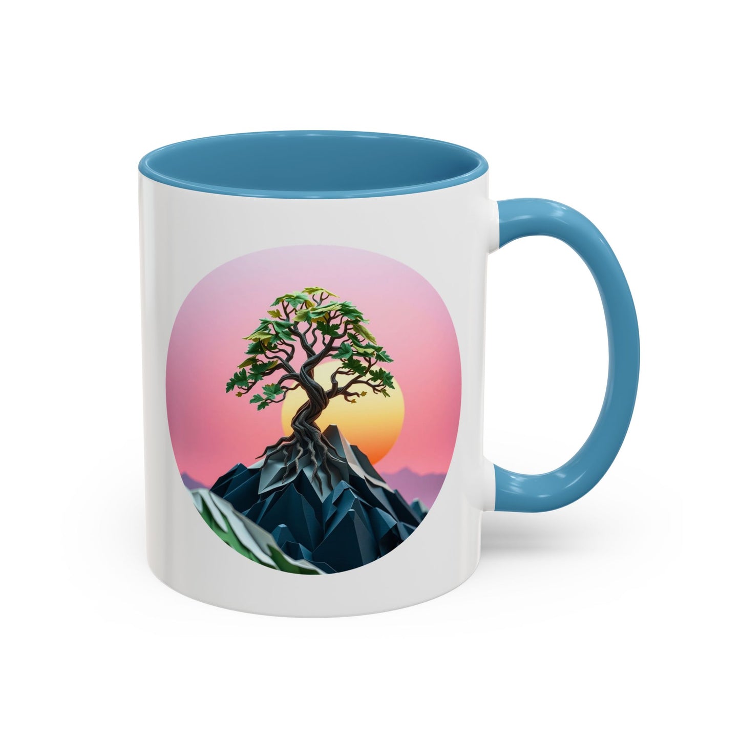 Sunset Mountain Tree of Life Accent Coffee Mug - 11oz Perfect for Nature Lovers & Cozy Moments