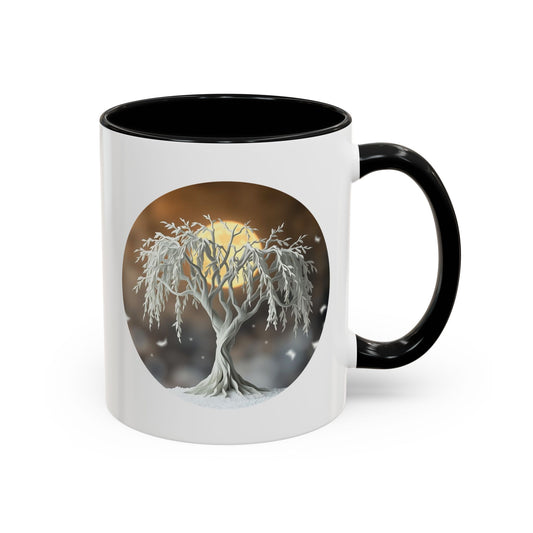 Hoar Frost Tree of Life Accent Coffee Mug - 11oz Perfect for Nature Lovers & Cozy Moments