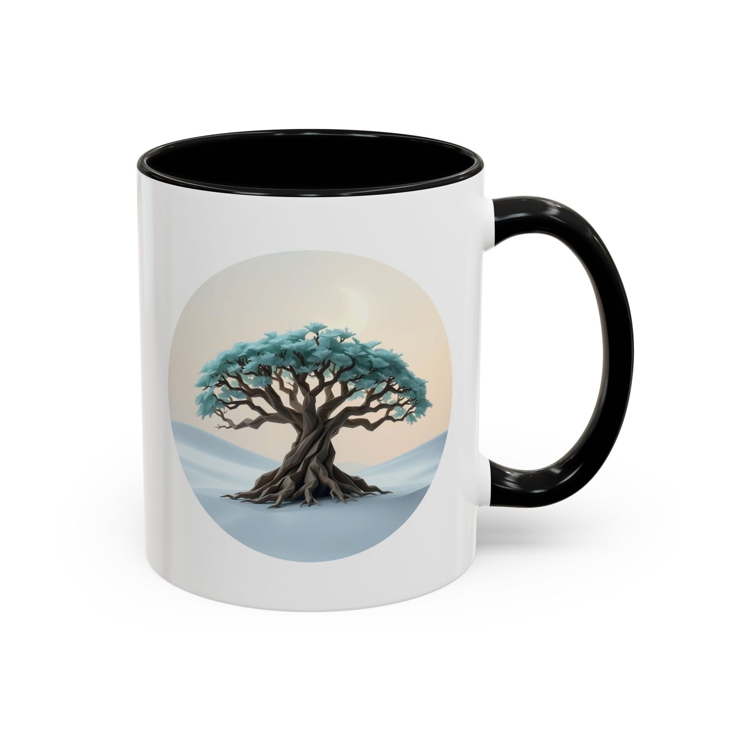 Snowy Drift Tree of Life Accent Coffee Mug - 11oz Perfect for Nature Lovers & Cozy Moments