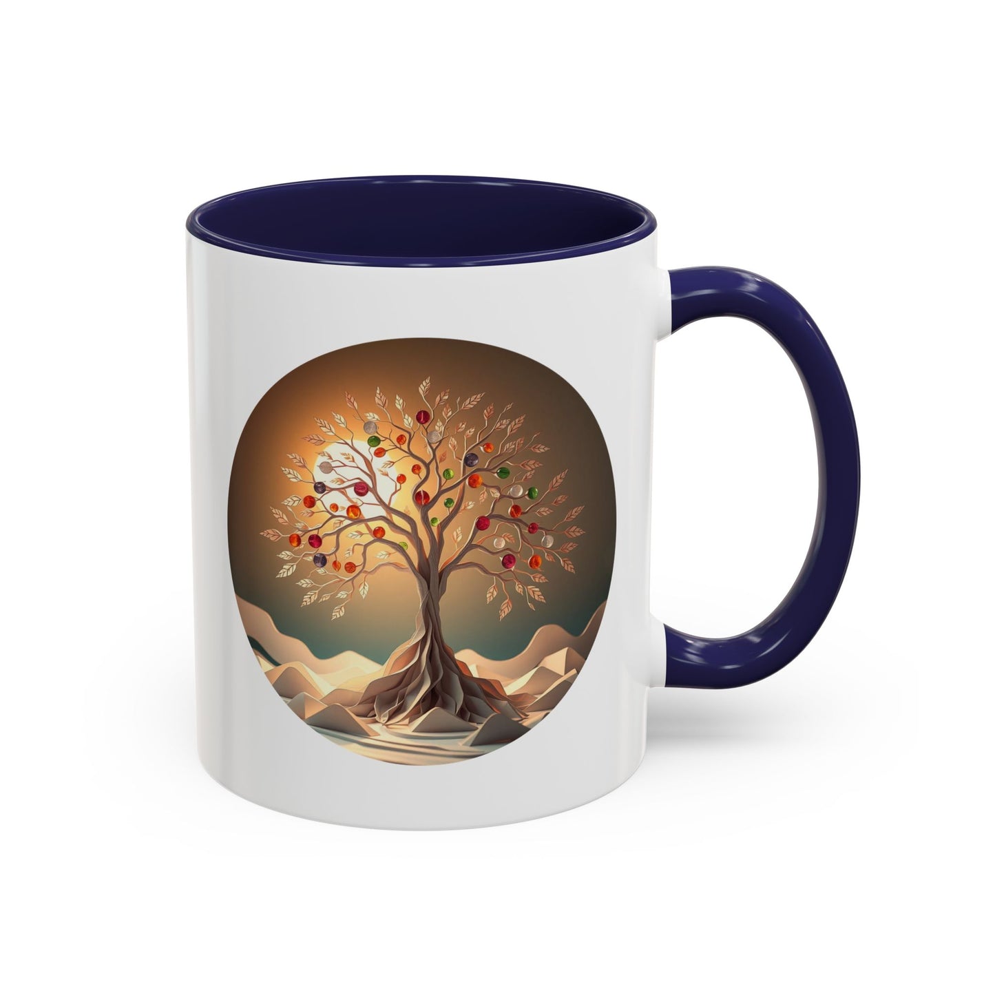 Colorful Marbles Tree of Life Accent Coffee Mug - 11oz Perfect for Nature Lovers & Cozy Moments
