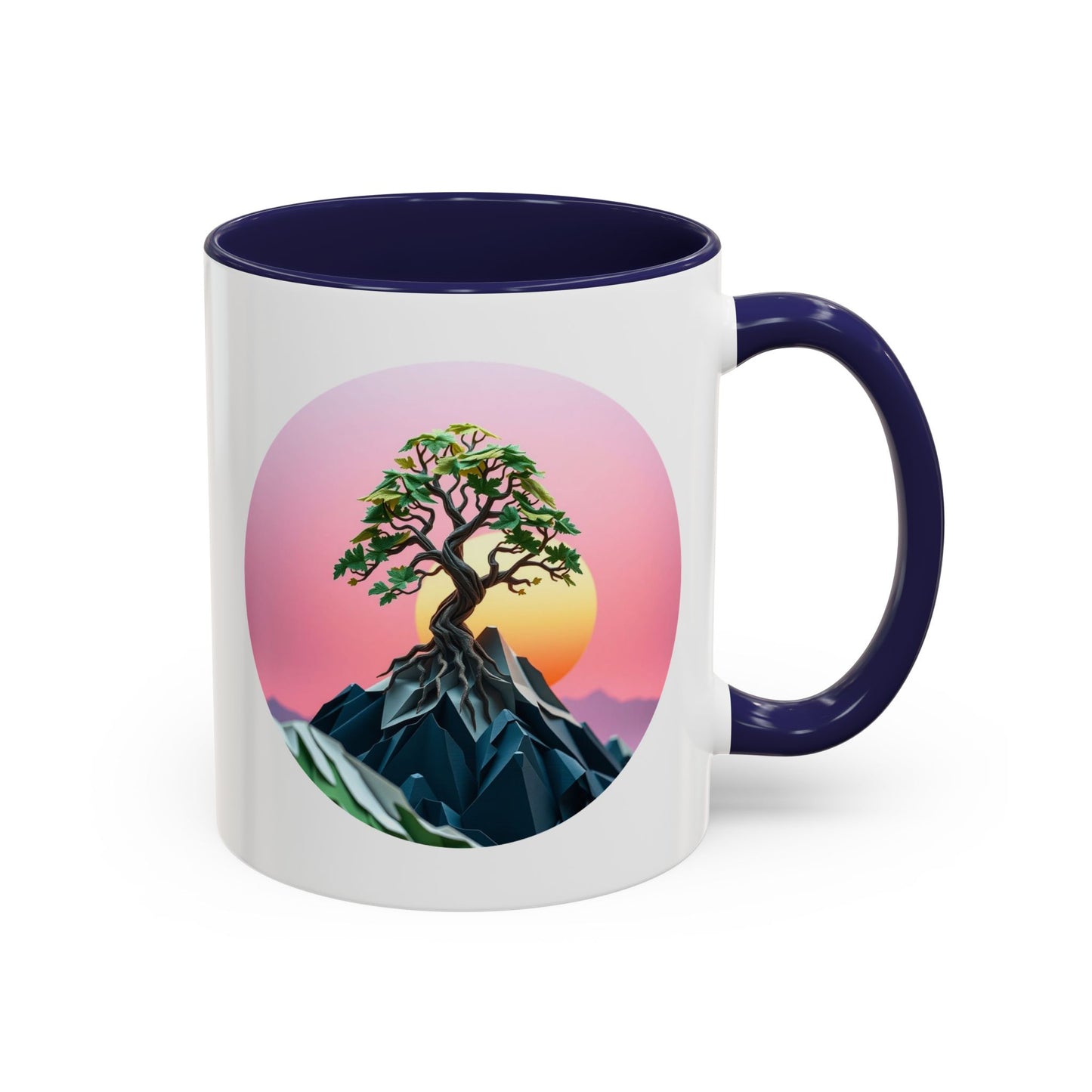 Sunset Mountain Tree of Life Accent Coffee Mug - 11oz Perfect for Nature Lovers & Cozy Moments