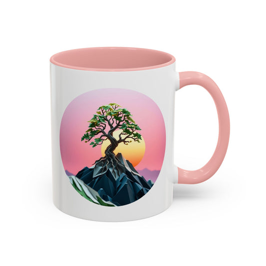 Sunset Mountain Tree of Life Accent Coffee Mug - 11oz Perfect for Nature Lovers & Cozy Moments