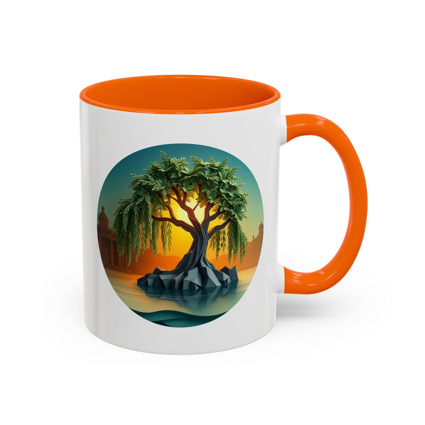 Tropical Sunset Tree of Life Accent Coffee Mug - 11oz Perfect for Nature Lovers & Cozy Moments