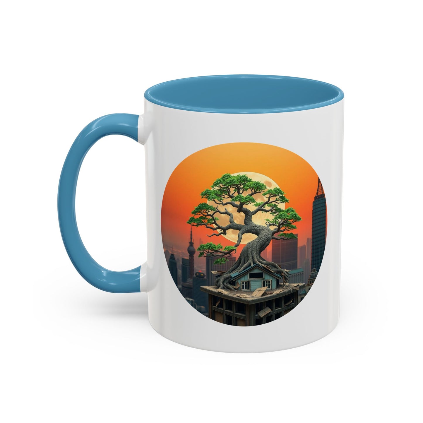 Bonsai Sunrise Tree of Life Accent Coffee Mug - 11oz Perfect for Nature Lovers & Cozy Moments