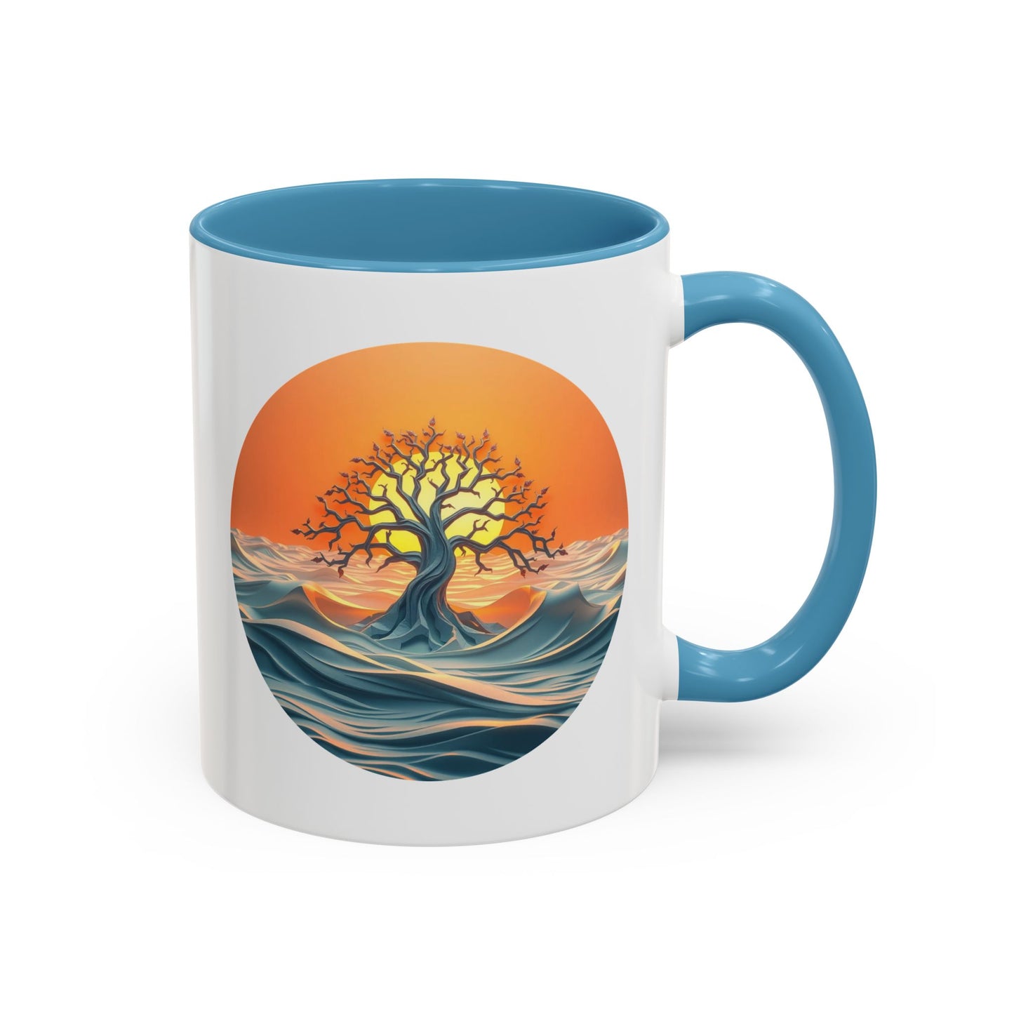 Sunset Wave Tree of Life Accent Coffee Mug - 11oz Perfect for Nature Lovers & Cozy Moments