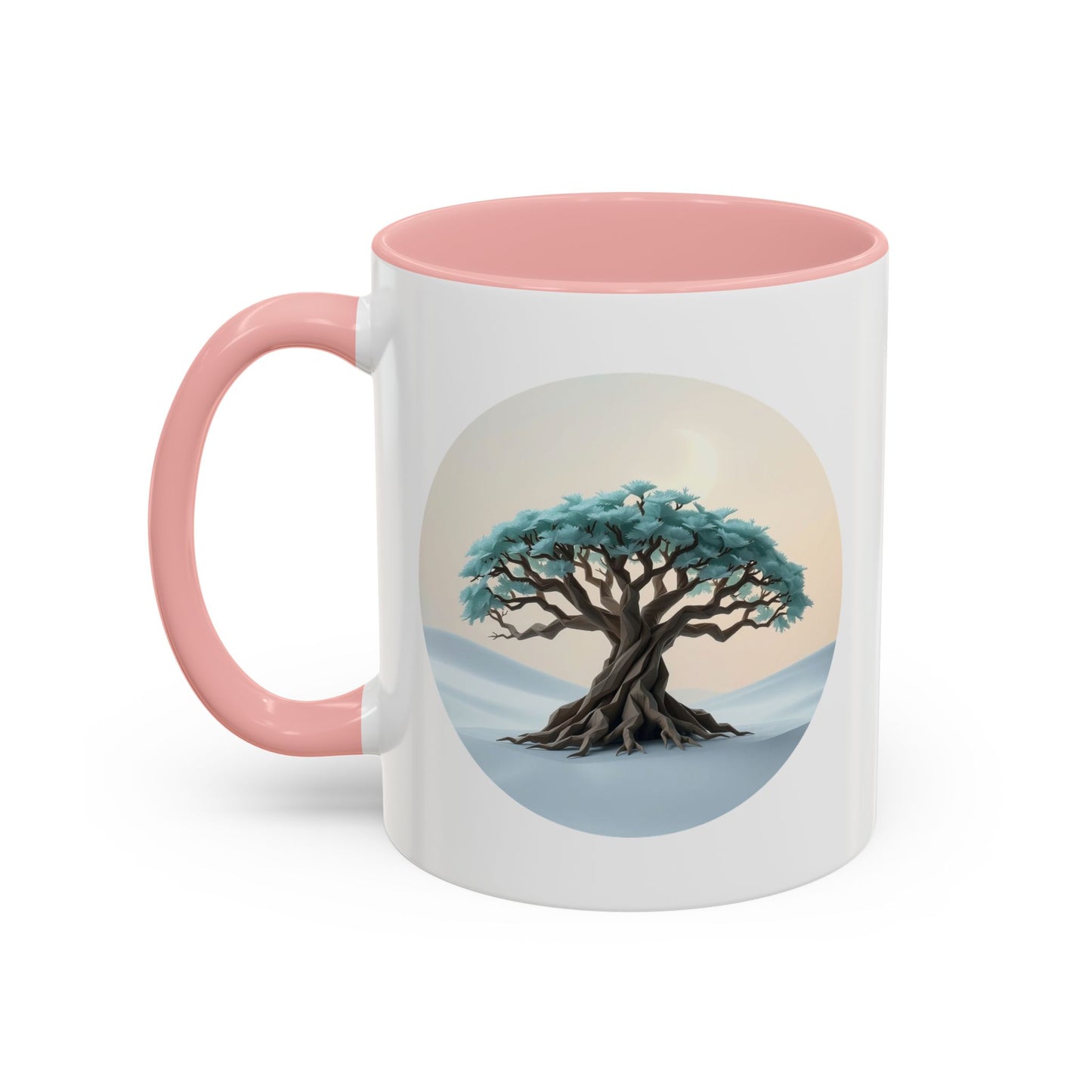 Snowy Drift Tree of Life Accent Coffee Mug - 11oz Perfect for Nature Lovers & Cozy Moments