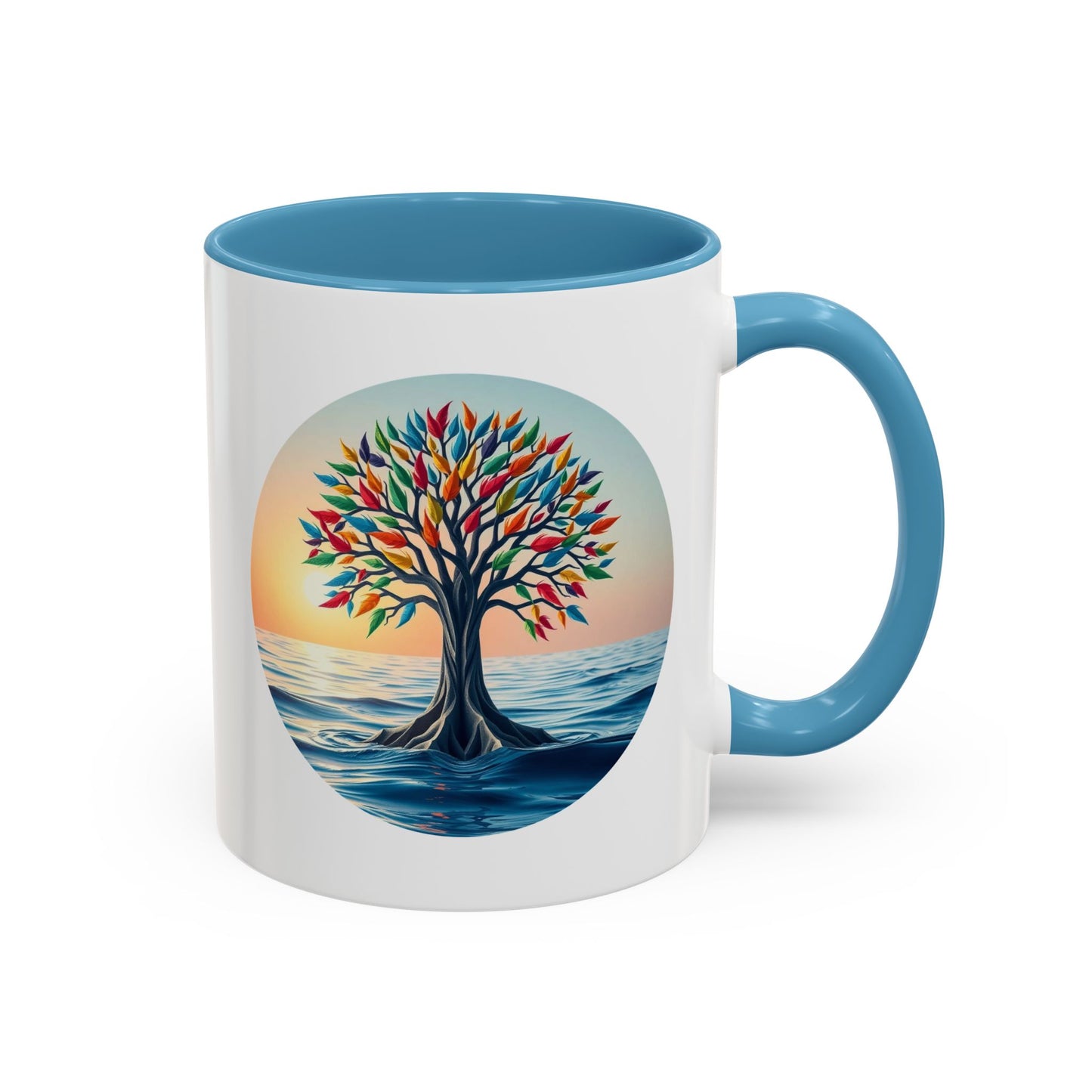 Chakra Stones Tree of Life Accent Coffee Mug - 11oz Perfect for Nature Lovers & Cozy Moments