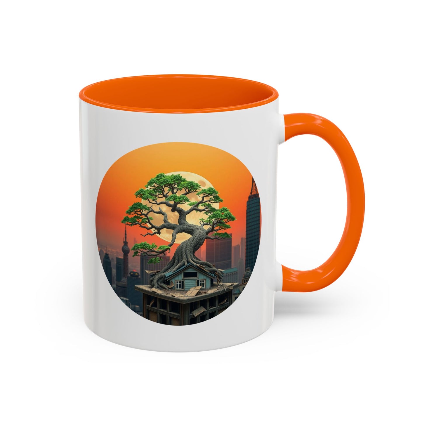 Bonsai Sunrise Tree of Life Accent Coffee Mug - 11oz Perfect for Nature Lovers & Cozy Moments