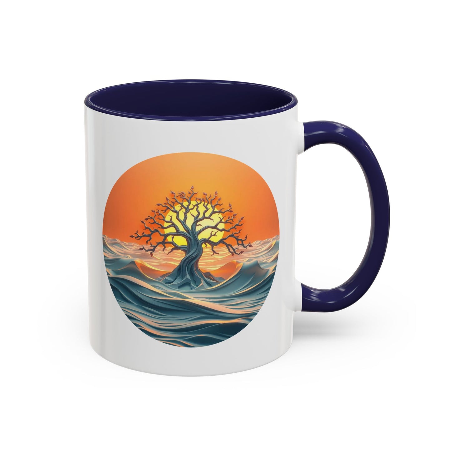 Sunset Wave Tree of Life Accent Coffee Mug - 11oz Perfect for Nature Lovers & Cozy Moments
