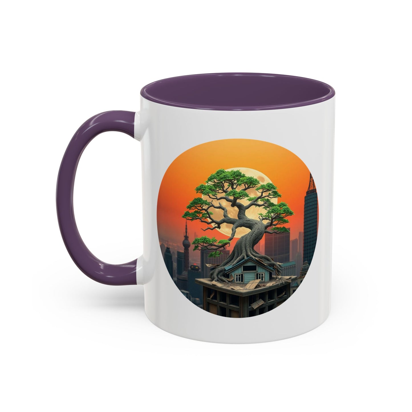 Bonsai Sunrise Tree of Life Accent Coffee Mug - 11oz Perfect for Nature Lovers & Cozy Moments