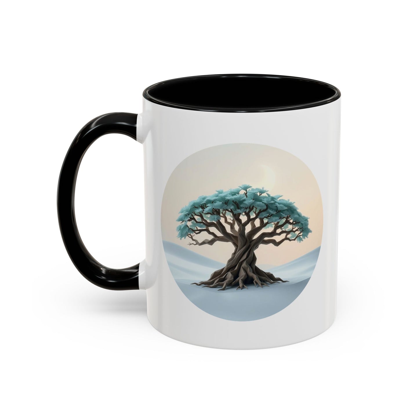 Snowy Drift Tree of Life Accent Coffee Mug - 11oz Perfect for Nature Lovers & Cozy Moments