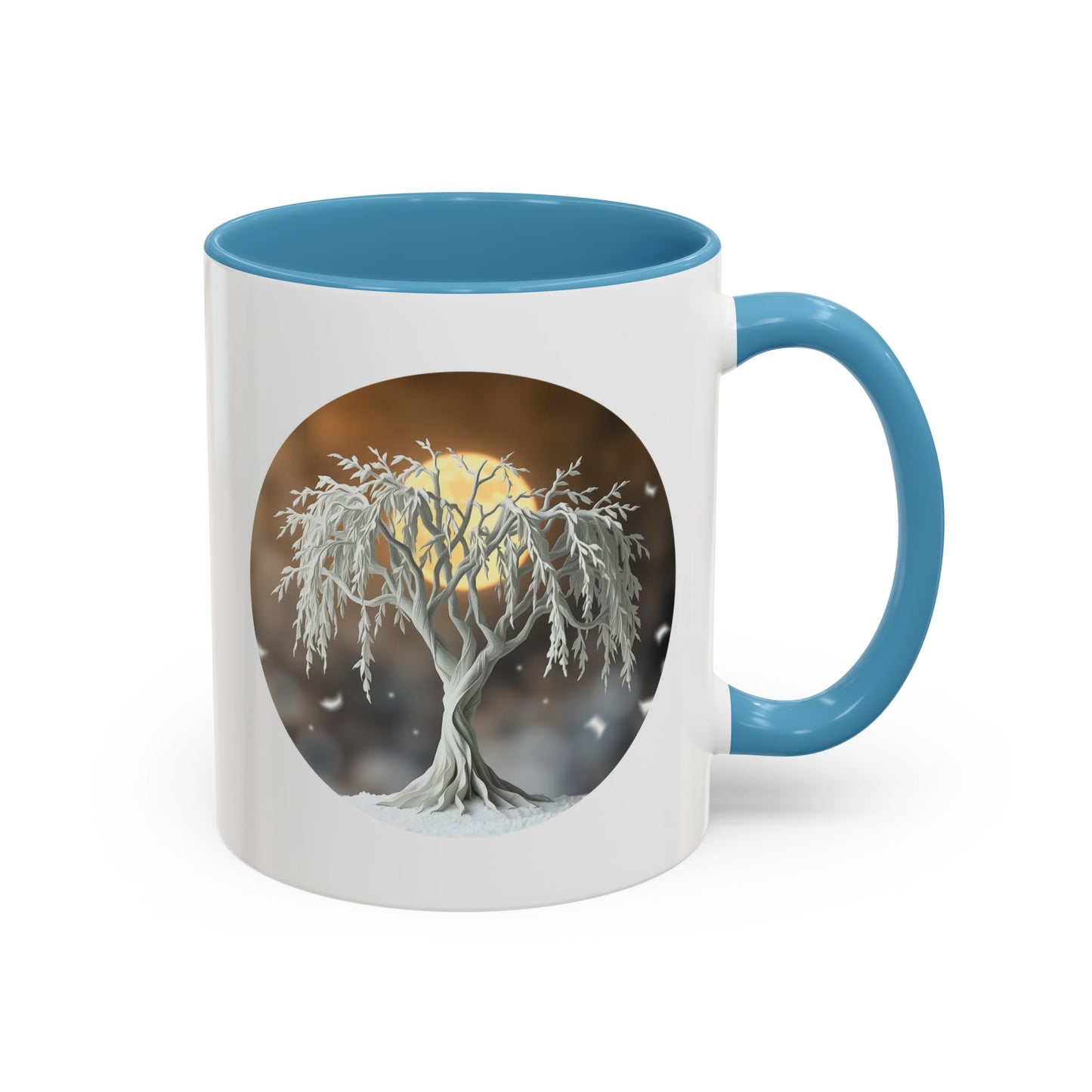 Hoar Frost Tree of Life Accent Coffee Mug - 11oz Perfect for Nature Lovers & Cozy Moments