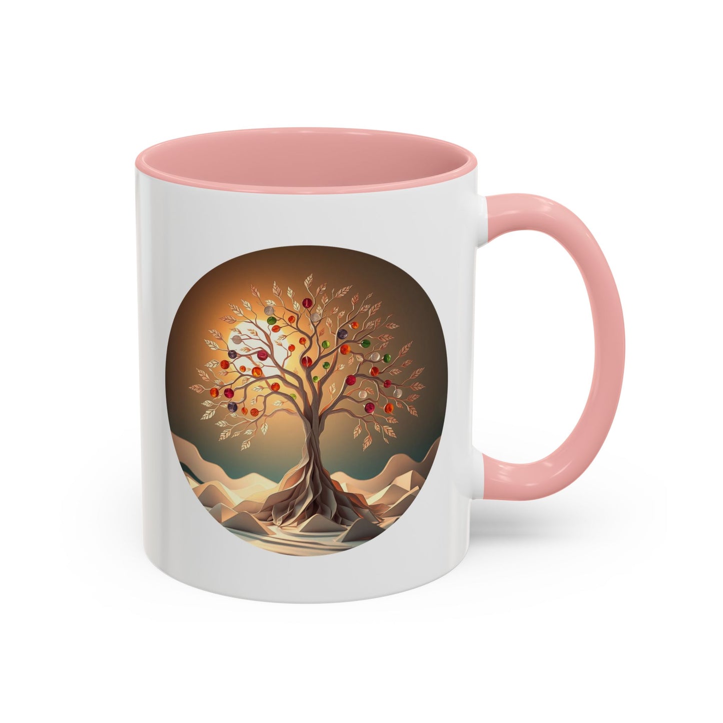 Colorful Marbles Tree of Life Accent Coffee Mug - 11oz Perfect for Nature Lovers & Cozy Moments